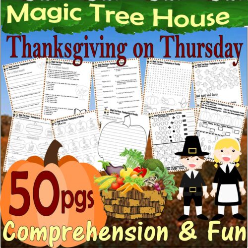 Magic Tree House Thanksgiving on Thursday Book Study Companion Comprehension Literacy Quiz & Fun Worksheets's featured image