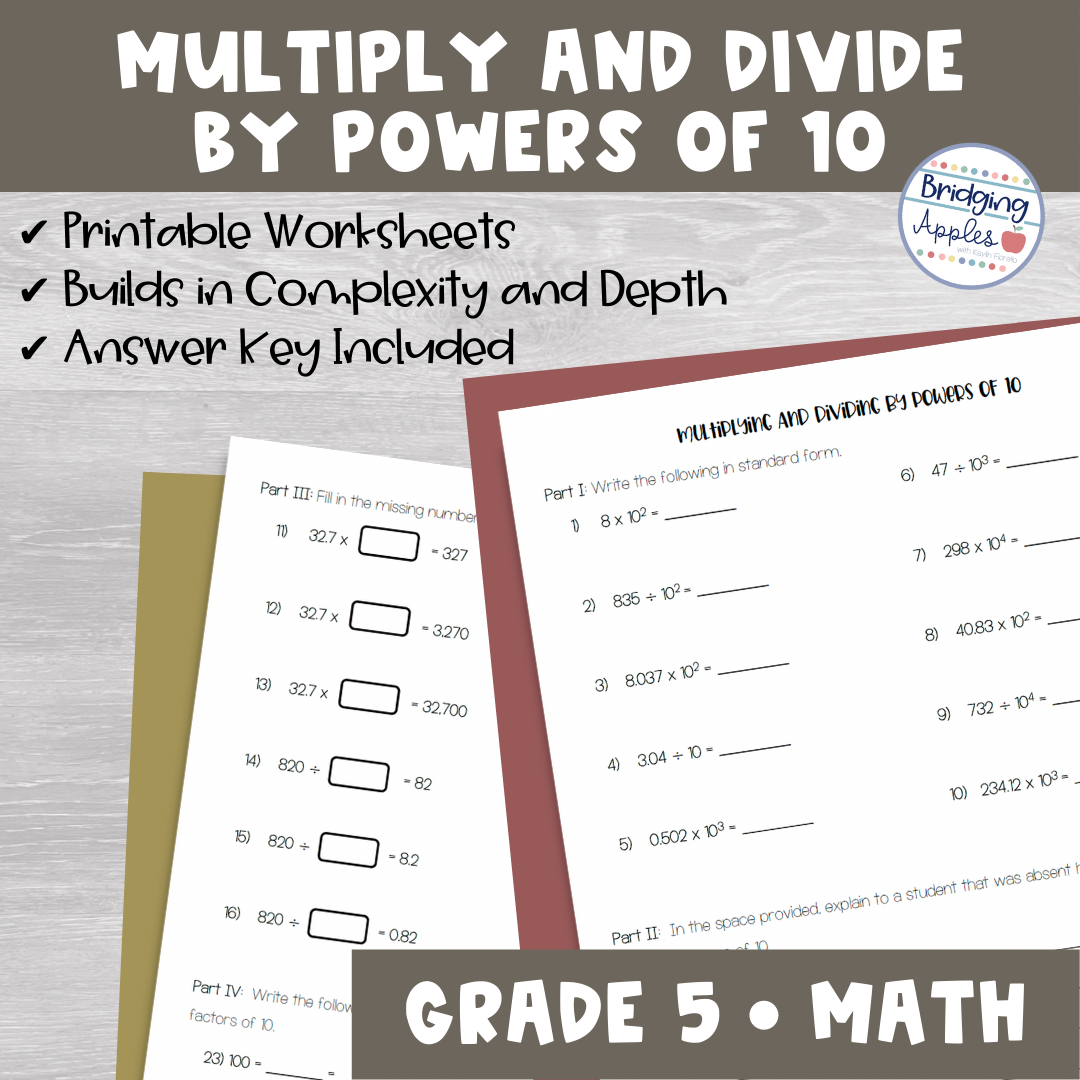 Multiply and Divide Decimals by Powers of 10 Worksheet