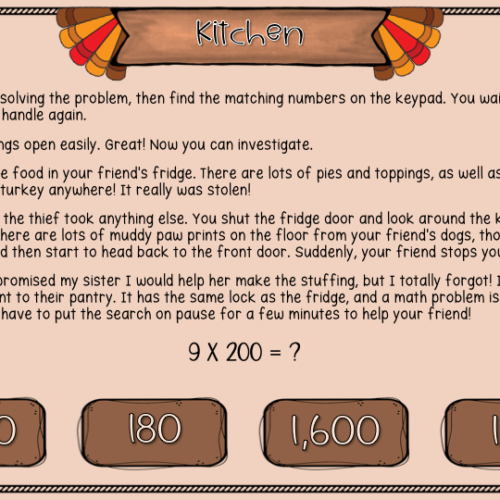 Thanksgiving Multiplication Practice Digital Math Game - Classful