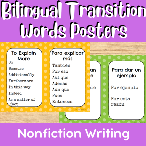 Bilingual Transition Words Posters for Nonfiction Writing Spanish & English's featured image