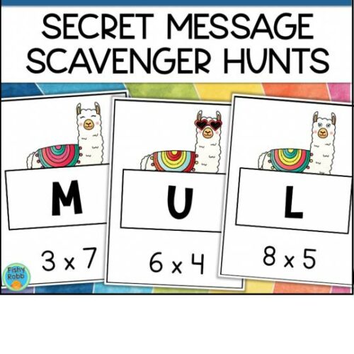 Multiplication Facts Math Scavenger Hunt Secret Message Activity's featured image