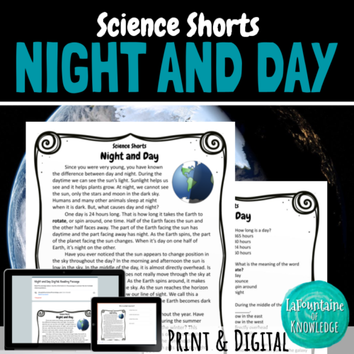 Night and Day Reading Comprehension Passage PRINT and DIGITAL's featured image