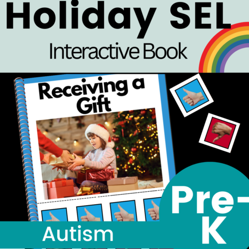 Interactive Adapted Book SEL Holiday Skill Receiving a Gift Autism ABA Preschool's featured image