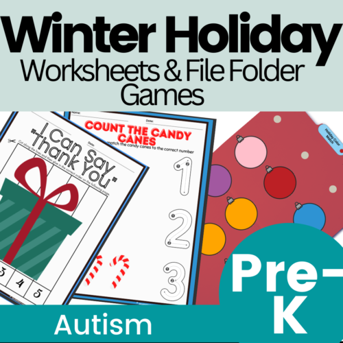 Preschool Winter Holidays Worksheets and File Folder Games for Autism Special Ed's featured image