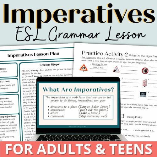 Imperatives ESL English Grammar Lesson Activities Worksheets for Adults and High School ELL Newcomers's featured image