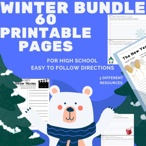 Winter Season Bundle for high school 90 resources creative writing, fun activities, great for subs, bell ringers's featured image