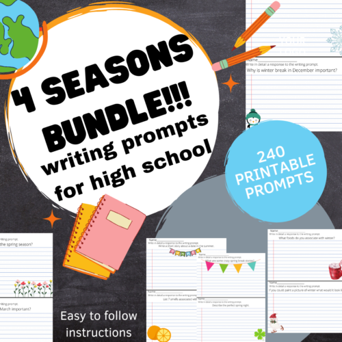 4 Seasons Writing Prompts high school 240 printable summer spring fall winter. fun and great for subs, bell ringers all year!'s featured image