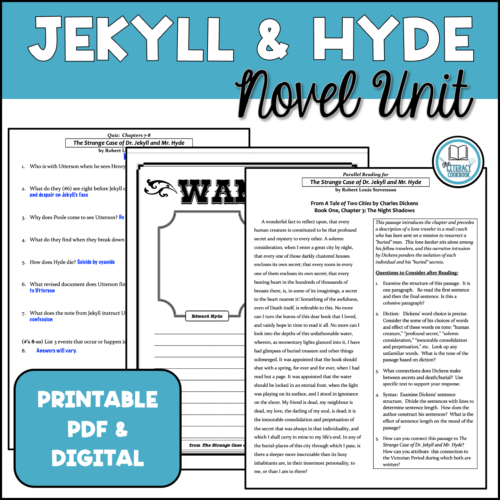 Dr. Jekyll and Mr. Hyde - Novel Unit - Printable and Digital's featured image