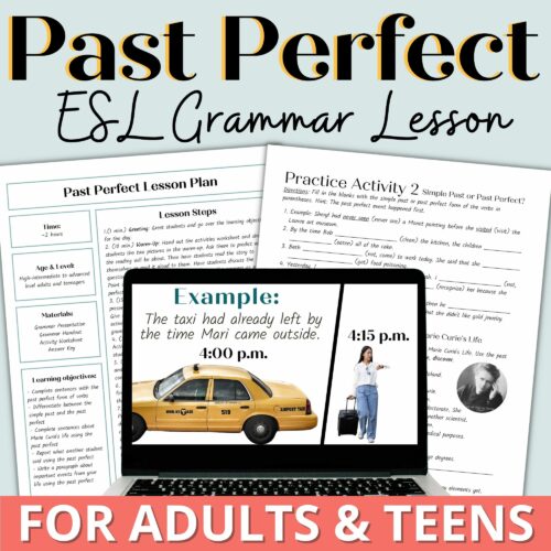 ESL Past Perfect Grammar Lesson and Activities for Adults and High School ELL Newcomers's featured image