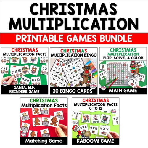 Christmas Math Multiplication Facts Printable Math Games Bundle
