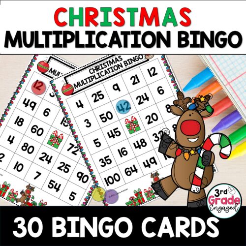 Christmas Multiplication Facts Bingo Game's featured image