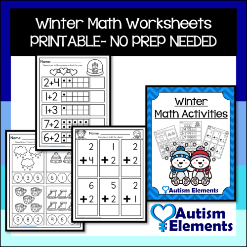 Winter Math Activities Printables Worksheets - NO PREP- SPED & Autism Resources's featured image