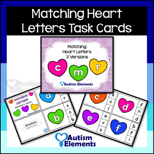Matching Heart Letters Task Cards- Valentine's Day- Autism & SPED Resources's featured image