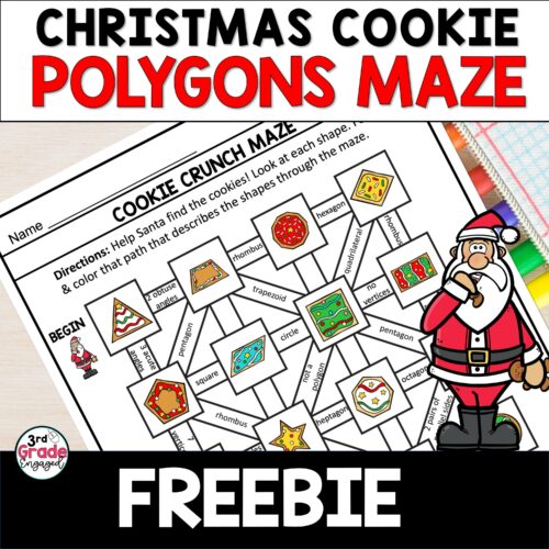 FREE Christmas Cookie Polygons Maze Worksheet