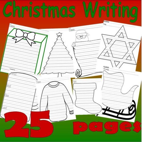 Christmas Winter Holidays Journal Writing Worksheets : 25 pages with Shaped Primary Lines's featured image