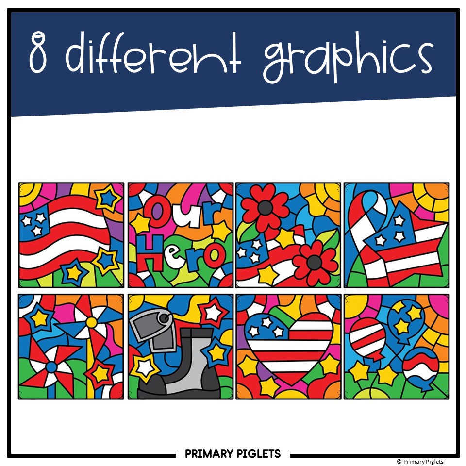 VETERANS DAY ACTIVITIES ADDITION COLOR BY NUMBER CODE 1ST & 2ND GRADE ...