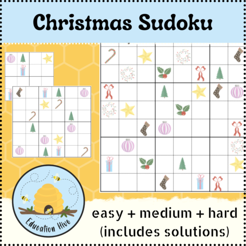 Christmas Sudoku, No-prep activity (30 unique cards)'s featured image