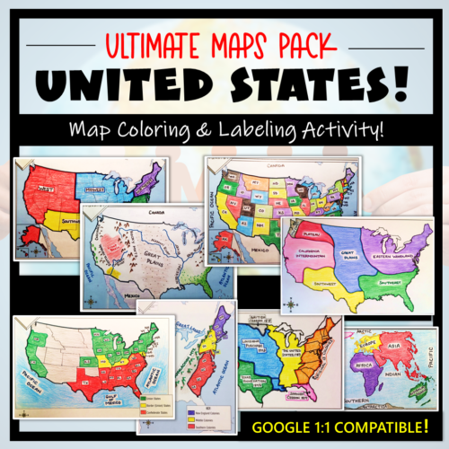 U.S. Maps & Geography- The Ultimate Label & Color Maps Pack! (American History)'s featured image