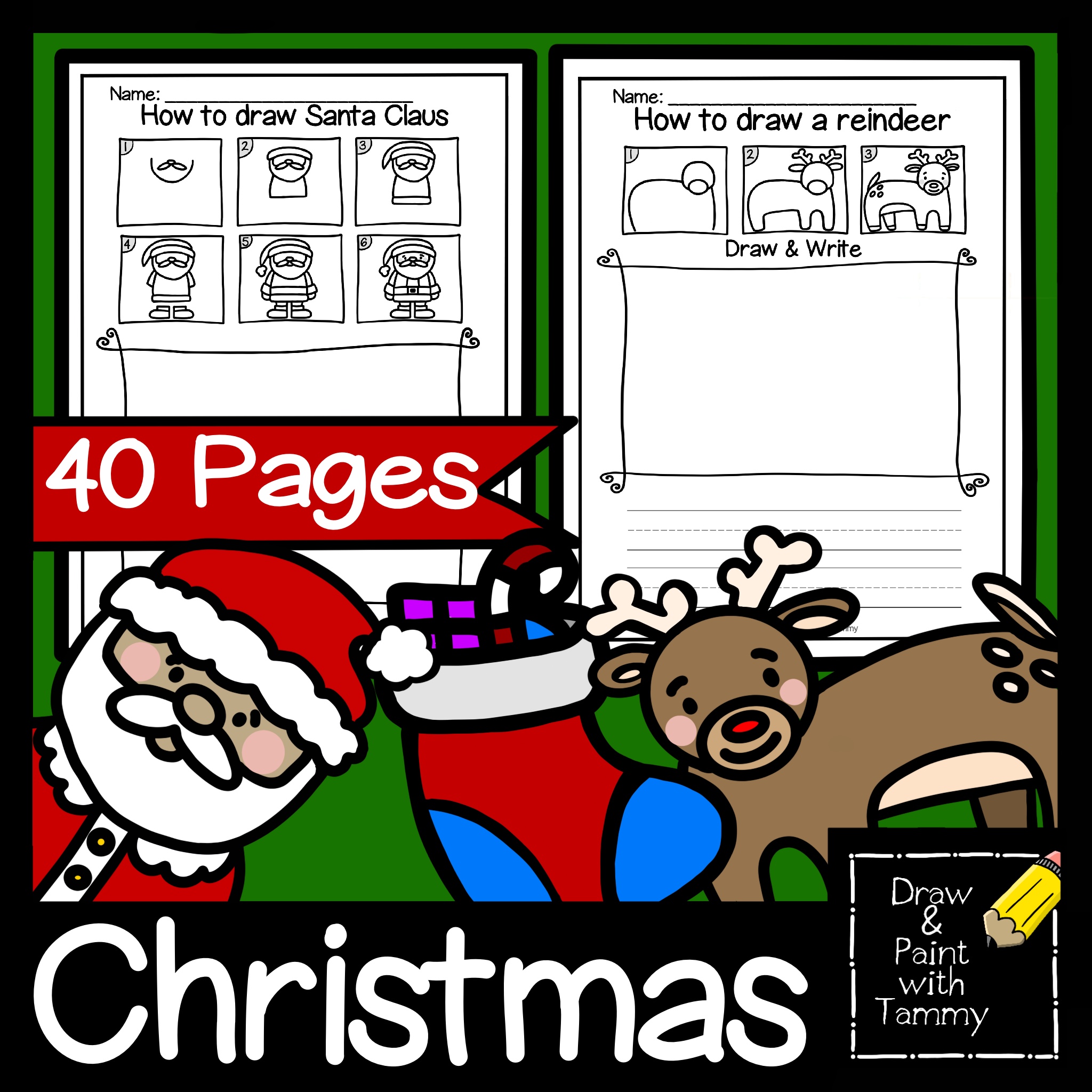 Directed Drawing Christmas How to Draw and Write Printable Art Sub