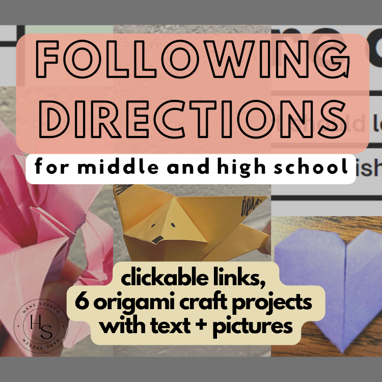 Following Complex Directions with Crafts - Middle and High School Speech Therapy