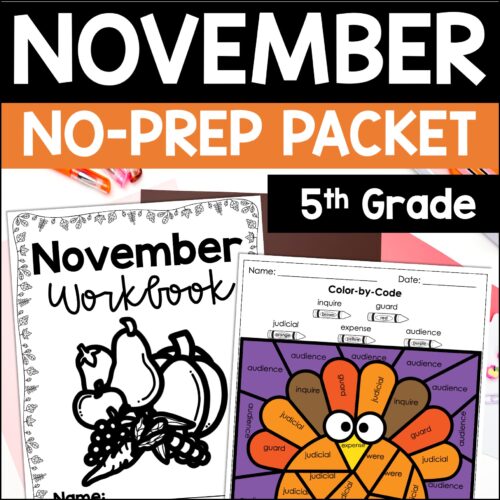 November Math and Reading Packet | 5th Grade Thanksgiving Activities's featured image