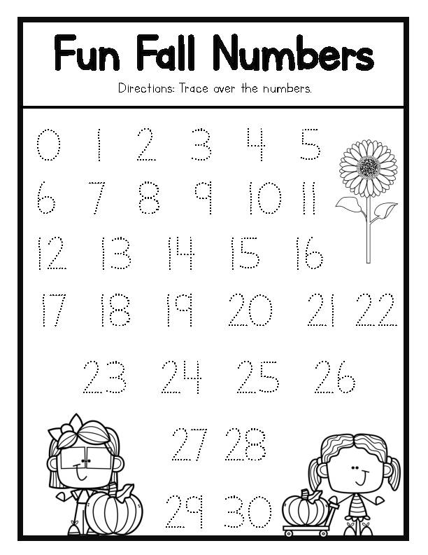 NO PREP November Fall Tracing Worksheets - VPK + Kindergarten - Classful