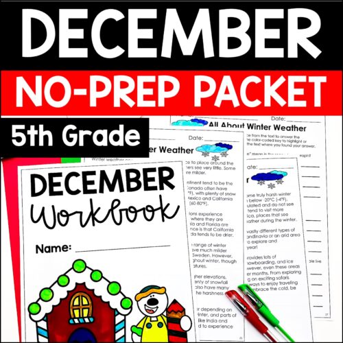December Math and Reading Packet | 5th Grade Christmas Math & Reading Activities's featured image