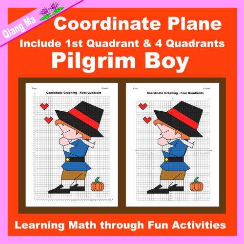 Thanksgiving Coordinate Plane Graphing Picture: Pilgrim Boy's featured image