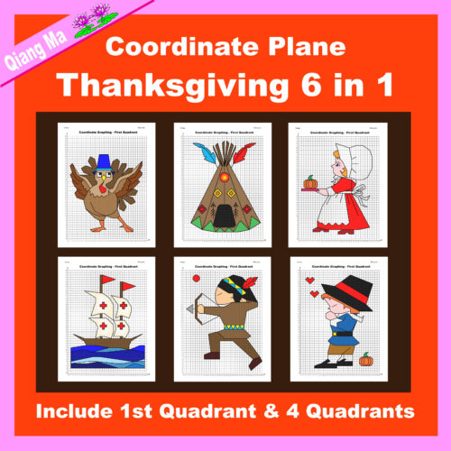 Thanksgiving Coordinate Plane Graphing Picture: Thanksgiving Bundle 6 in 1