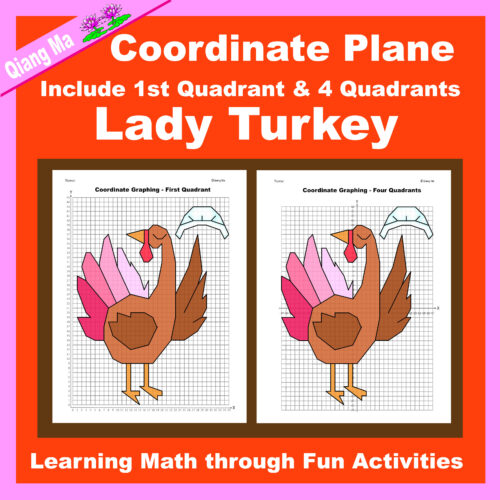 Thanksgiving Coordinate Plane Graphing Picture: Lady Turkey's featured image