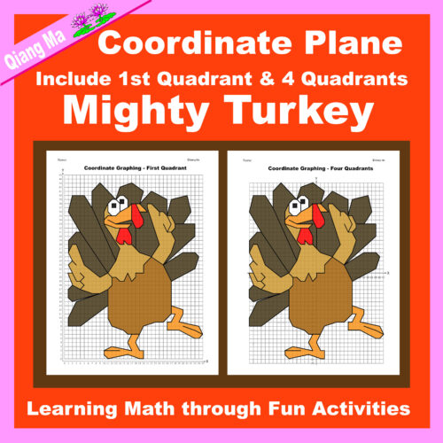 Thanksgiving Coordinate Plane Graphing Picture: Mighty Turkey