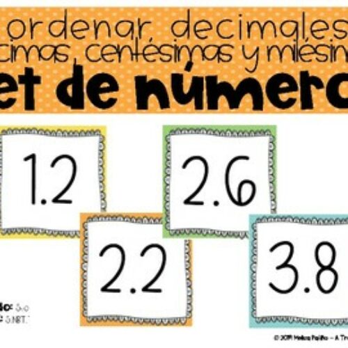 Ordenar decimales: décimas, centésimas y milésimas Set de Números
