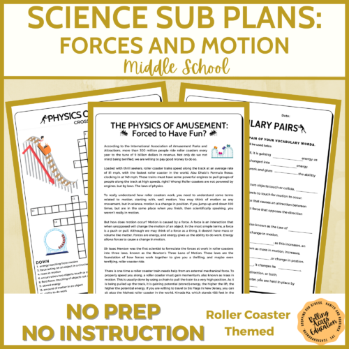 Forces and Motion Middle School Science Sub Plan or Independent Work's featured image