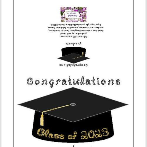 Congratulations Class of 2023 Graduate Card Black Cap Gold Fabric Font Printable's featured image