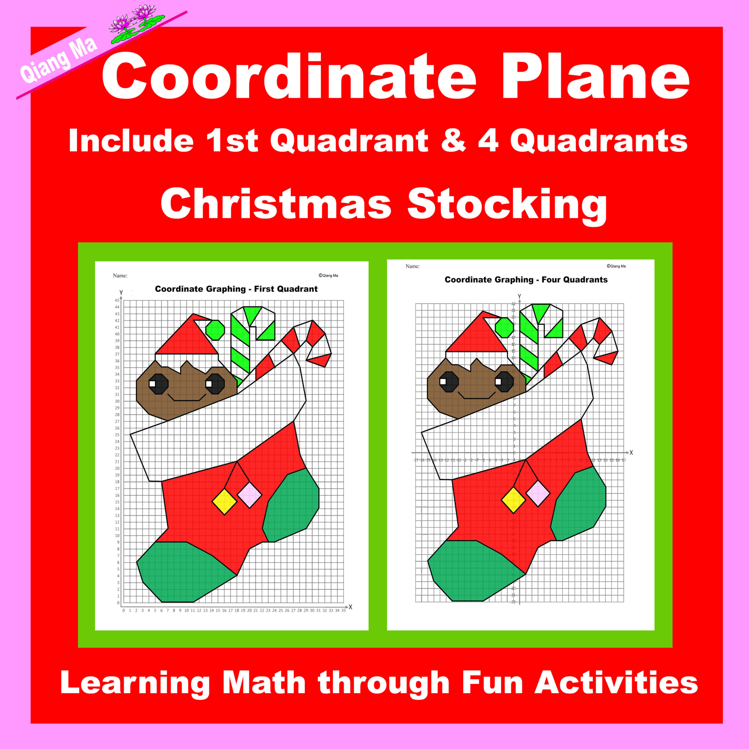 Christmas Coordinate Plane Graphing Picture: Christmas Stocking's featured image