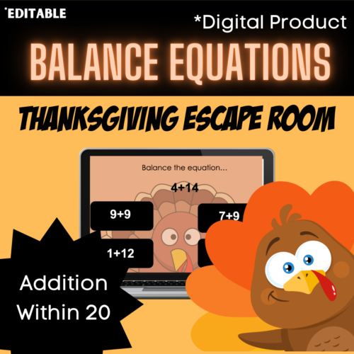 Balancing Equations | Thanksgiving Escape Room | 1st Grade | Google Slides's featured image