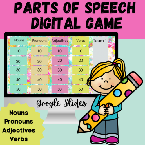 Parts of Speech | Game | Google Slides | Nouns | Pronouns | Adjectives | Verbs's featured image
