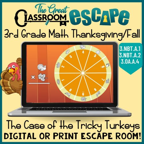 3rd Grade Thanksgiving Math Activity Digital Escape Room