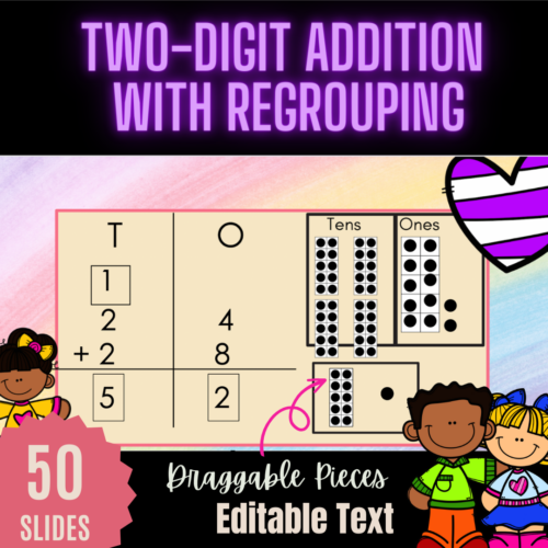 2-Digit Addition with Regrouping | Ten Frames| Google Slides | Digital Activity's featured image