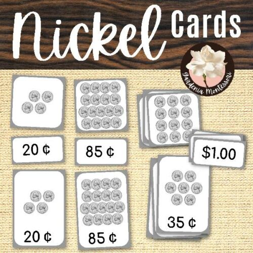 Skip Counting Nickels Cards - Montessori Money Counting Like Coins Cards