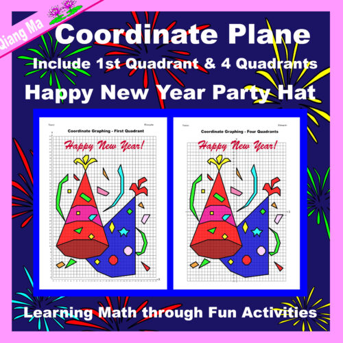 Happy New Year Coordinate Plane Graphing Picture: Party Hat's featured image