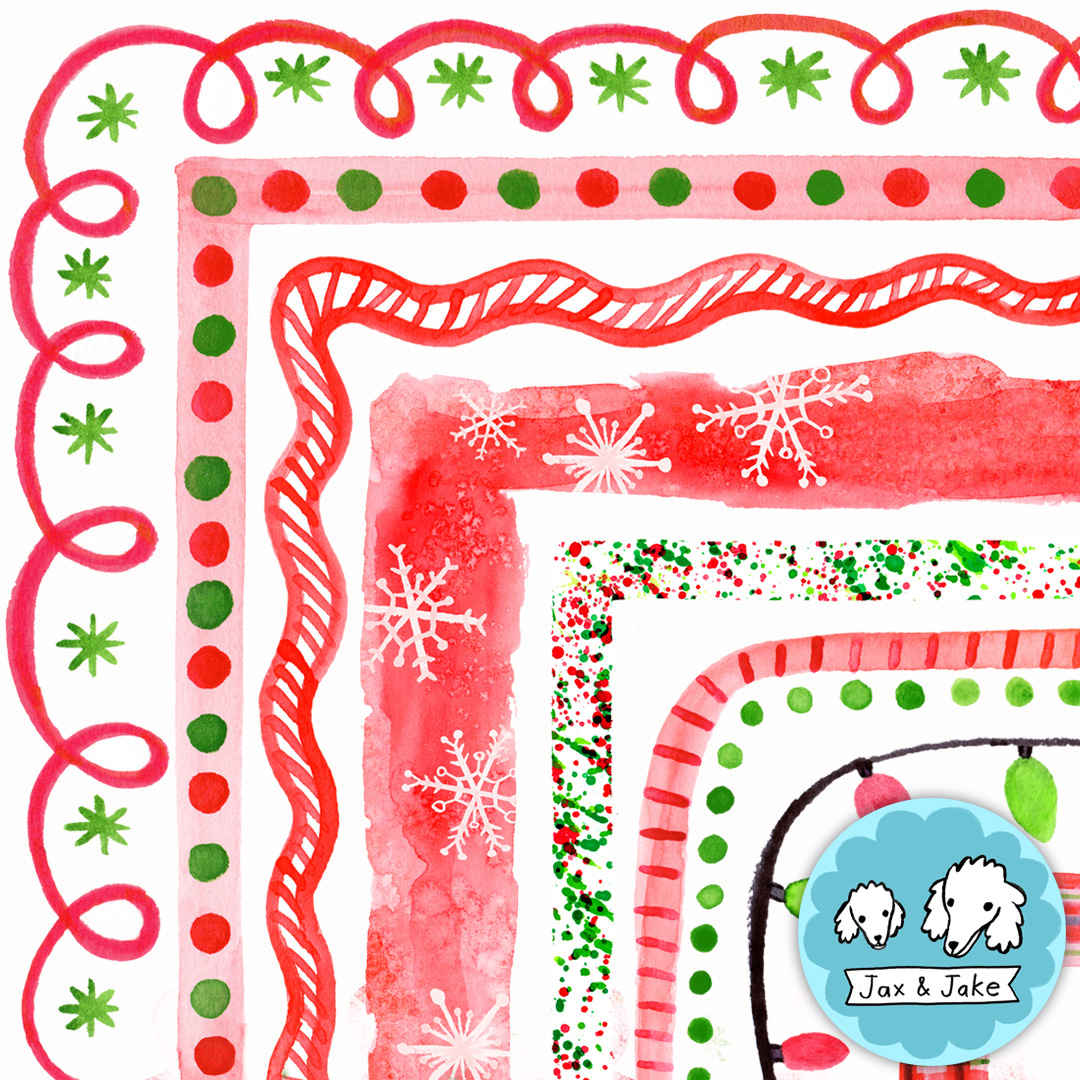 Watercolor Winter Holiday Clipart Borders - Christmas Clip Art Frames
