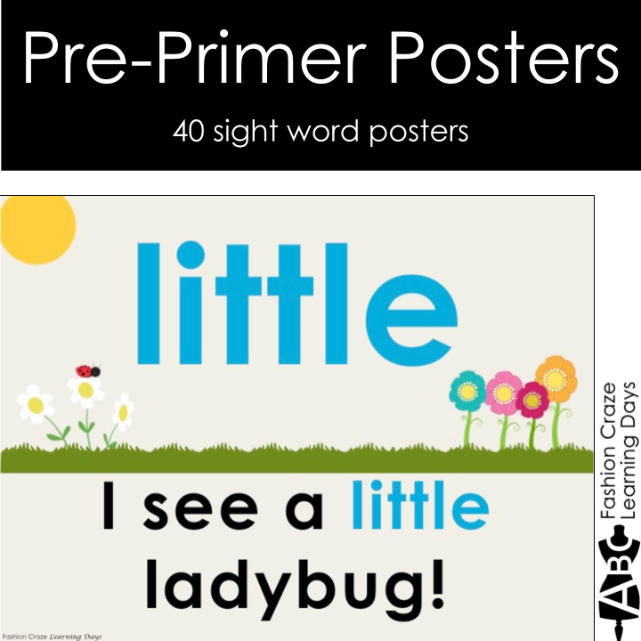 Pre Primer Sight Words Posters
