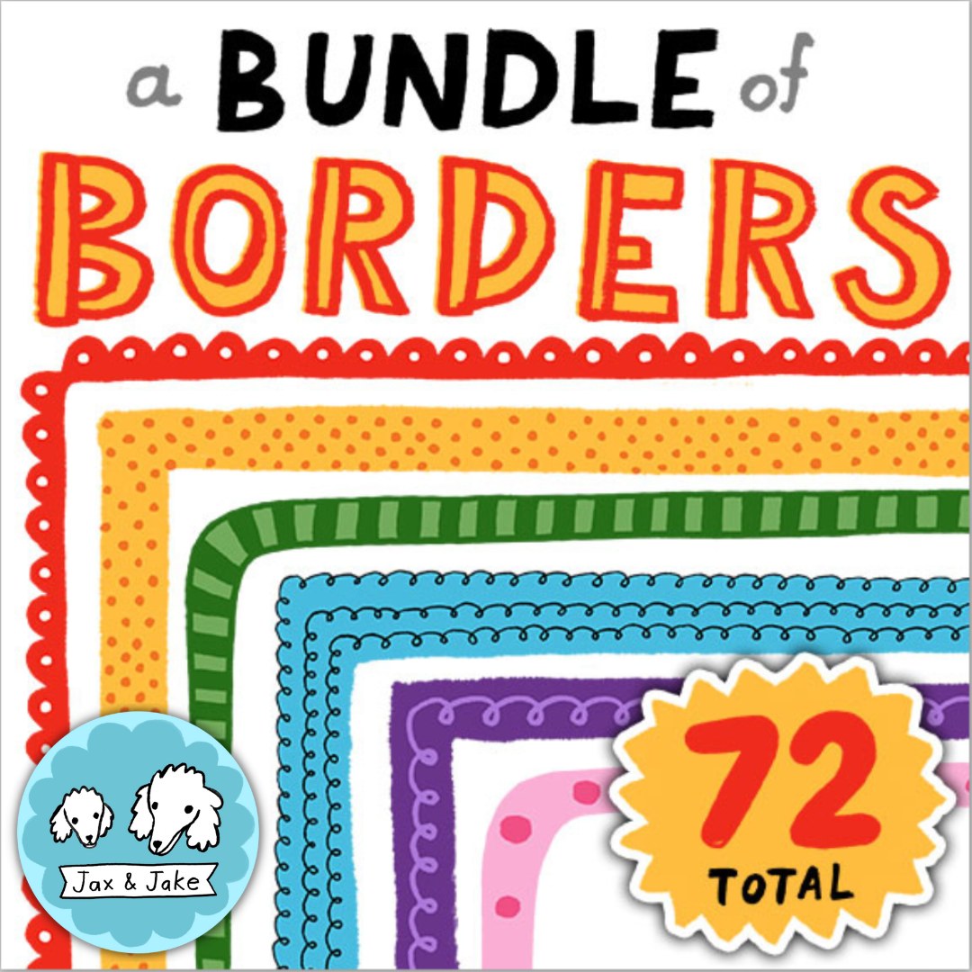 A Bundle of Clipart Borders - 72 Hand Drawn Clip Art Frames, Black and White Versions Included's featured image
