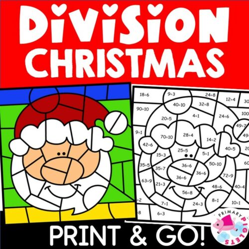 CHRISTMAS COLOR BY NUMBER CODE DIVISION FACTS WORKSHEETS