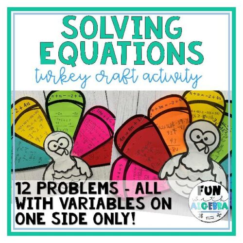 Turkey Equations Thanksgiving Math Craft (Variables on One Side)'s featured image