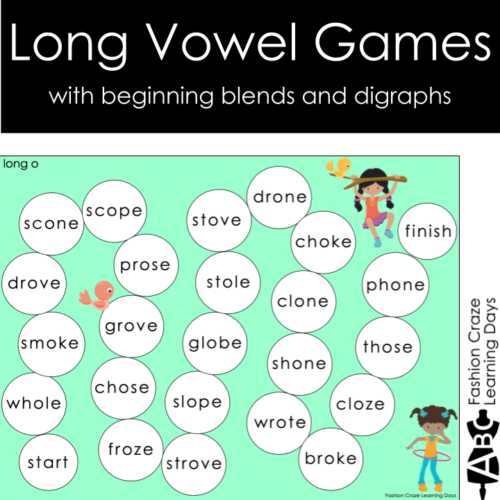 Long Vowel Games with beginning blends and digraphs