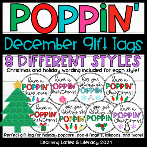 Poppin Christmas Tags Pop-it Popcorn Blow Pop Holiday Student Teacher Gift Tags