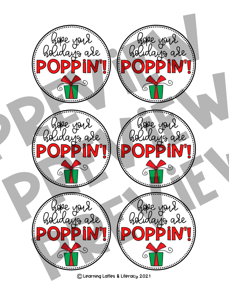 Poppin Christmas Tags Pop-it Popcorn Blow Pop Holiday Student Teacher Gift  Tags - Classful
