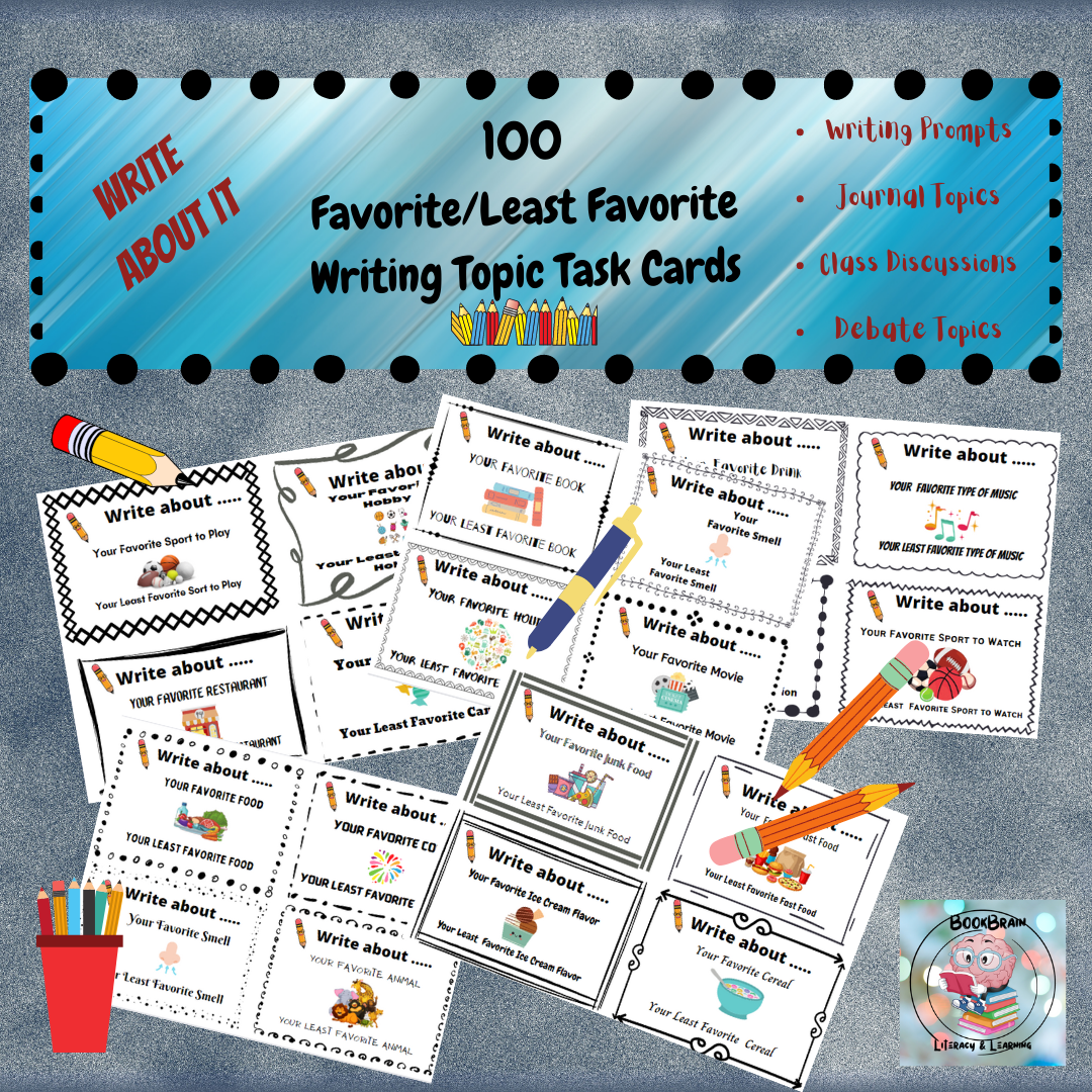 100 Favorite/Least Favorite Writing Task Cards